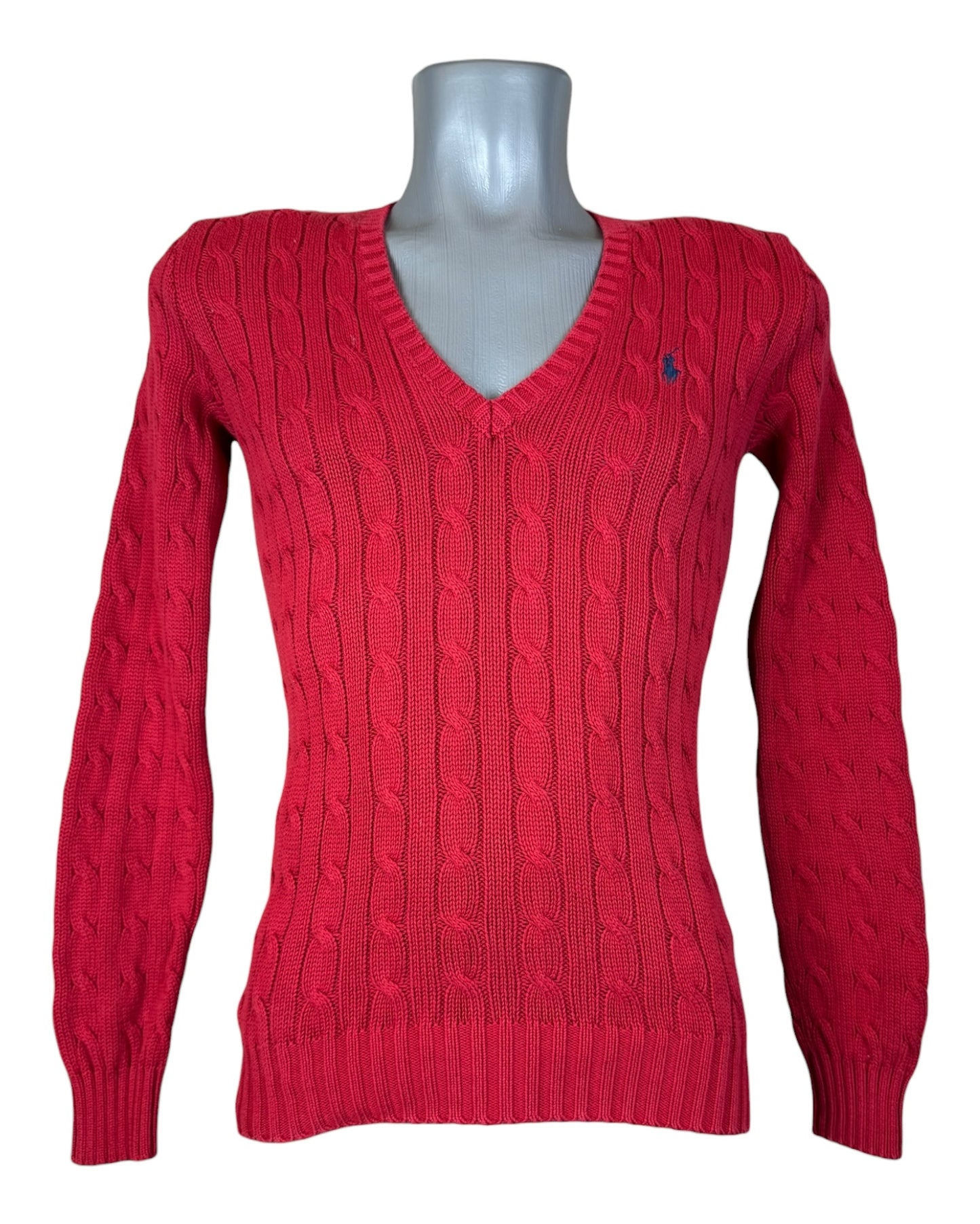 Polo Ralph Lauren Zopfmuster Pullover rot Größe S