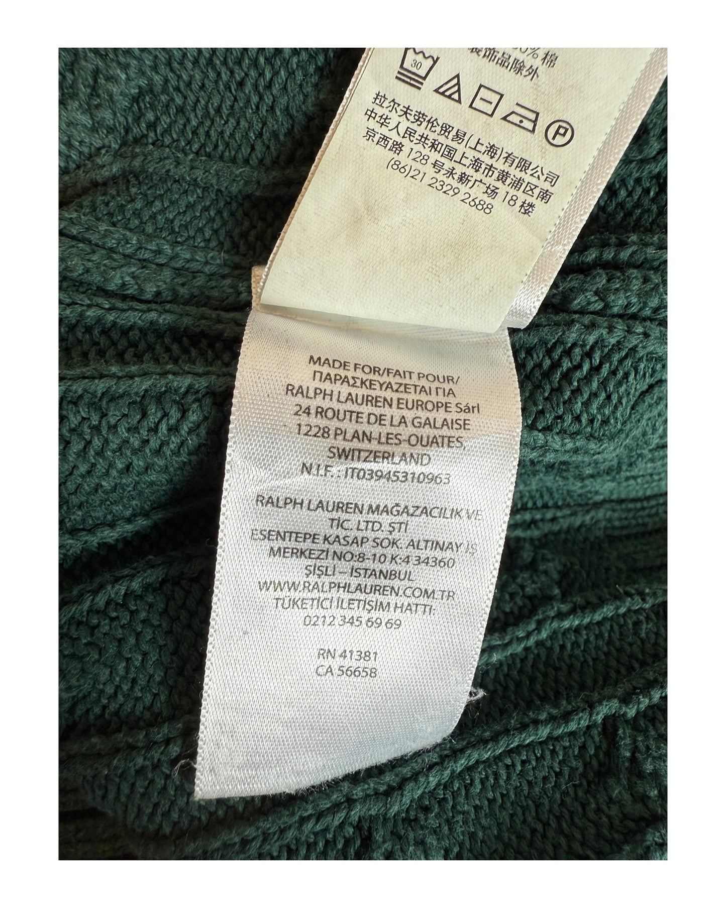 Polo Ralph Lauren Zopfmuster Pullover dunkelgrün Größe S