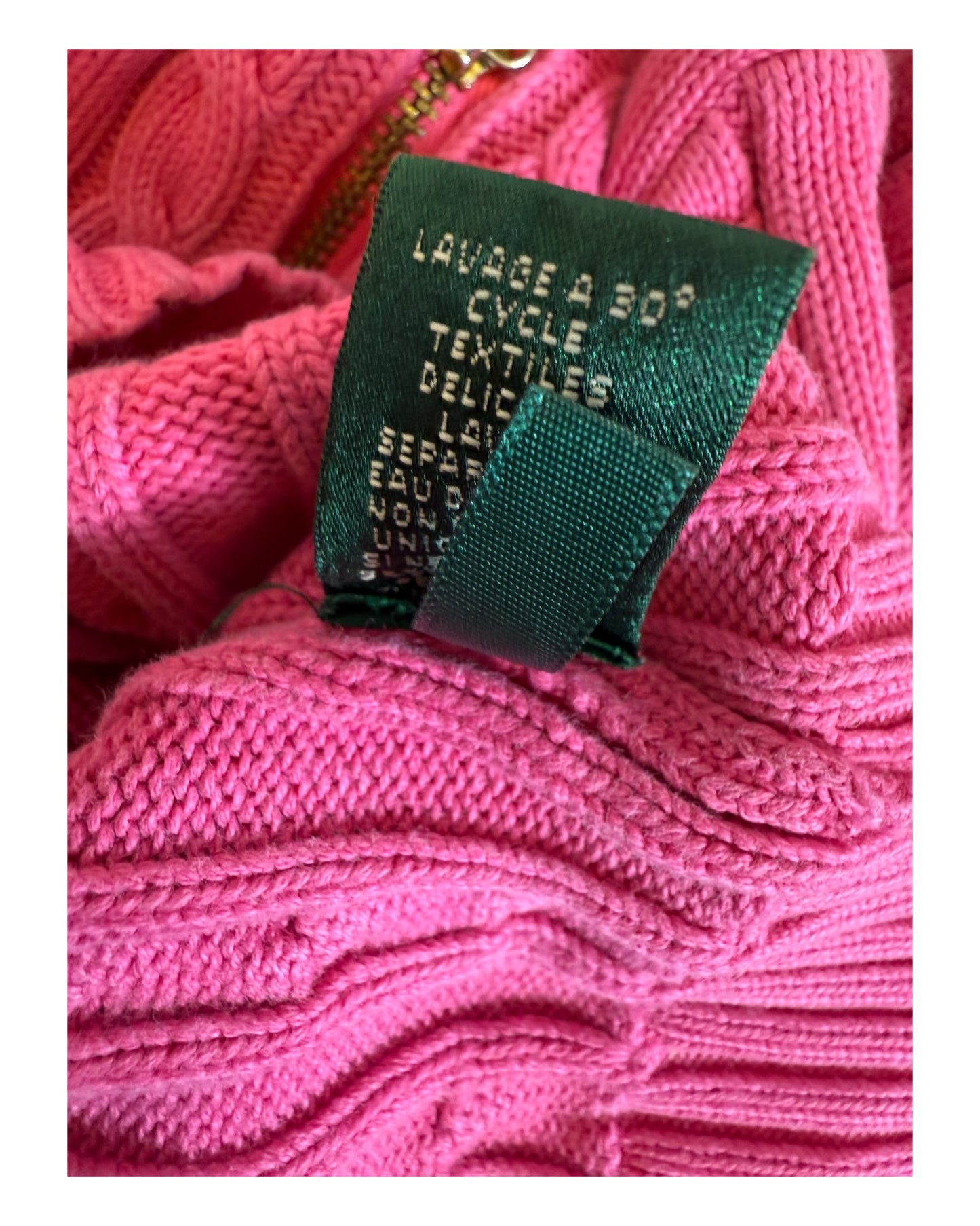 Polo Ralph Lauren Zopfmuster Strickjacke rosa Größe S