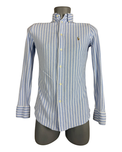 Polo Ralph Lauren Knit Oxford Bluse hellblau weiß gestreift Größe S