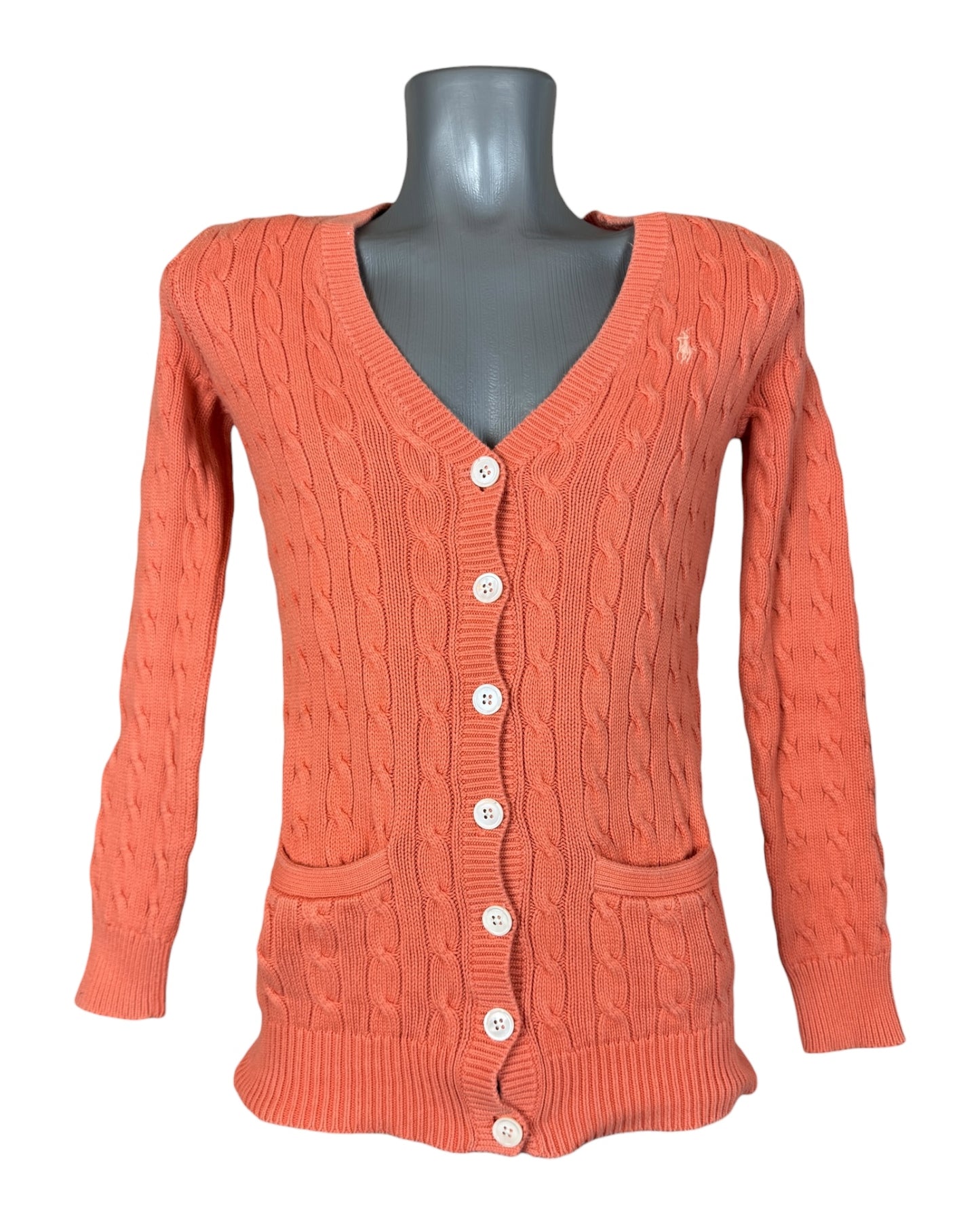 Polo Ralph Lauren Zopfmuster Cardigan orange Größe S