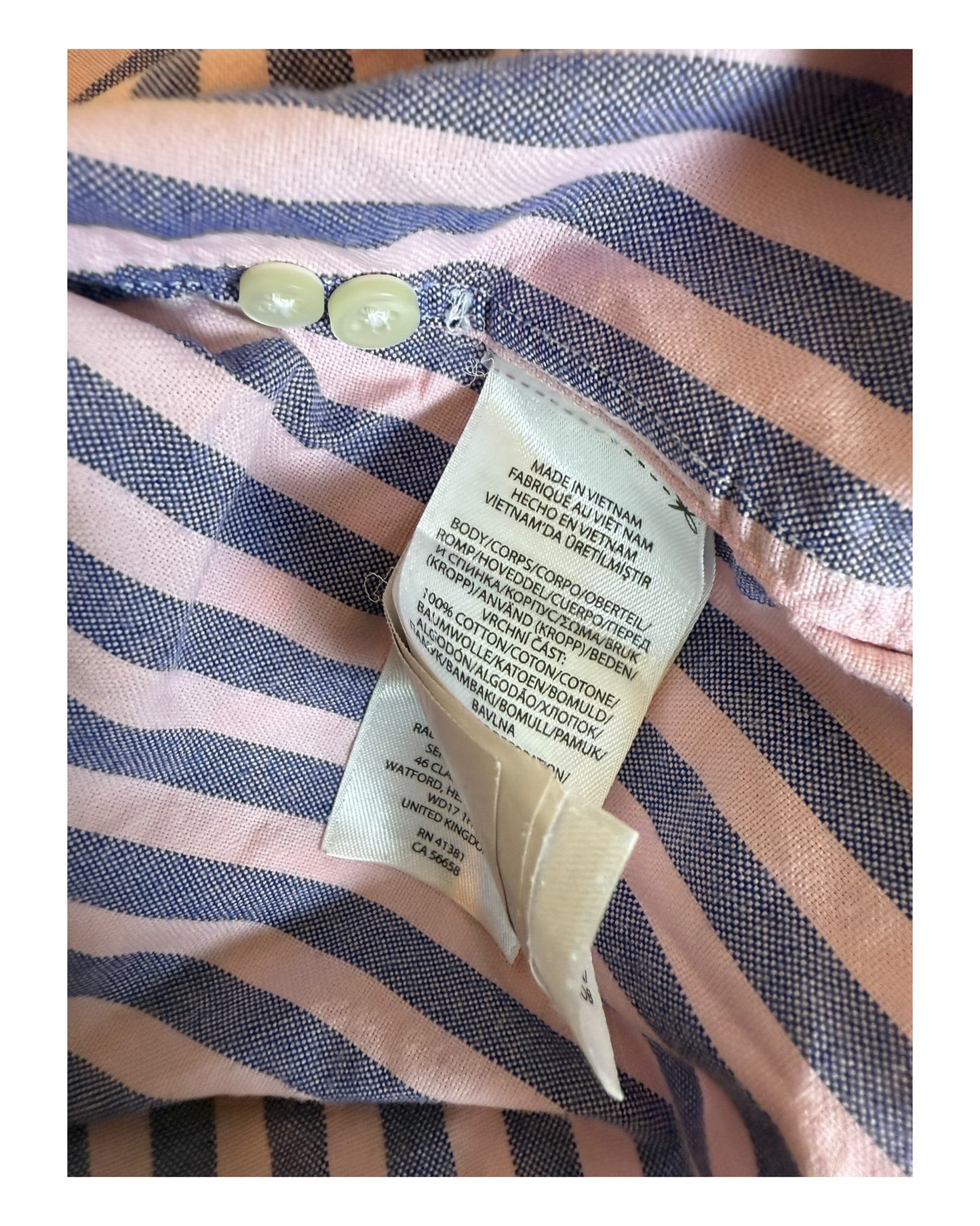 Polo Ralph Lauren Oxfordhemd hellblau rosa gestreift Größe L