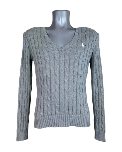 Polo Ralph Lauren Zopfmuster Pullover grau Größe M