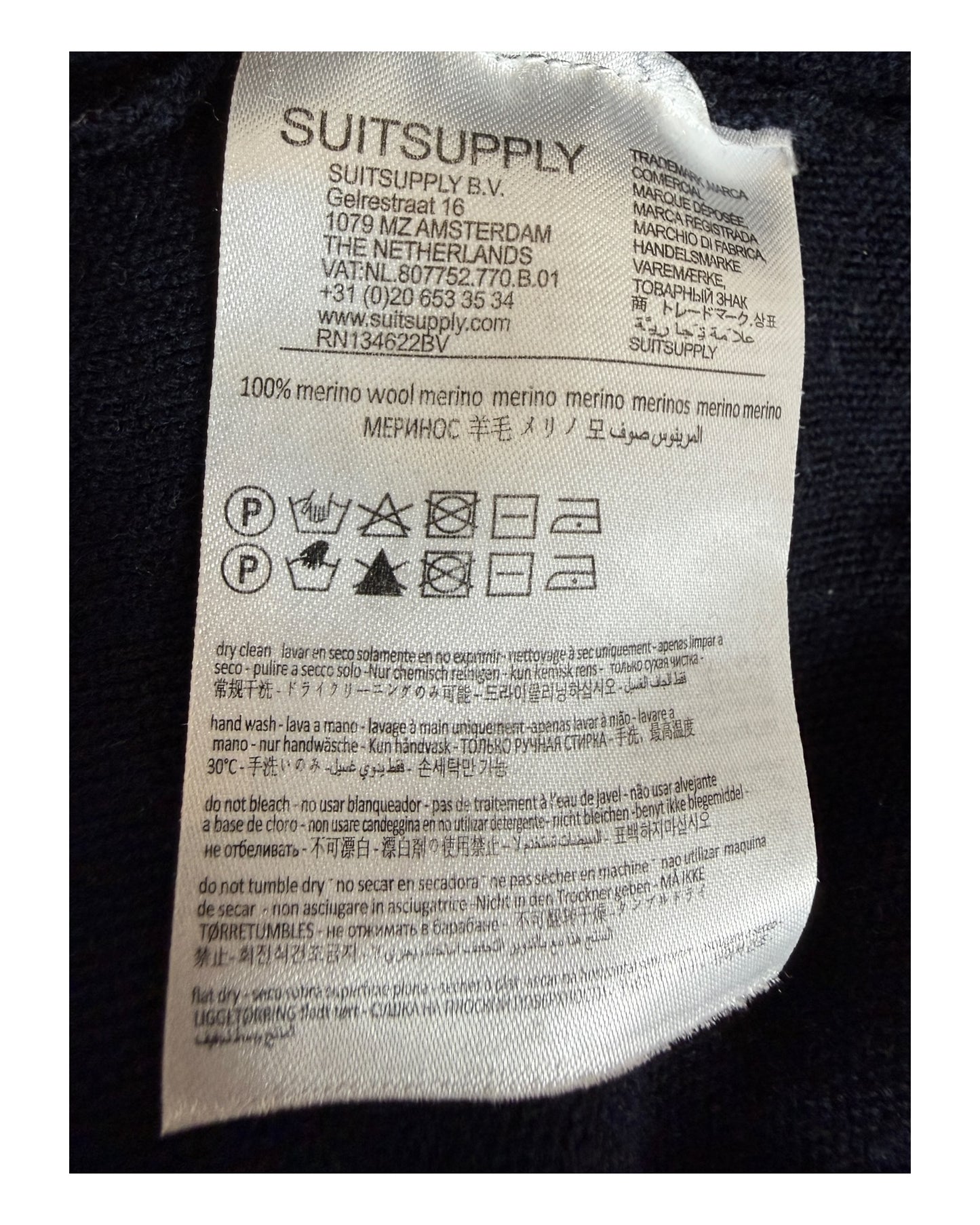 Suit Supply T-shirt Merinowolle marineblau Größe L