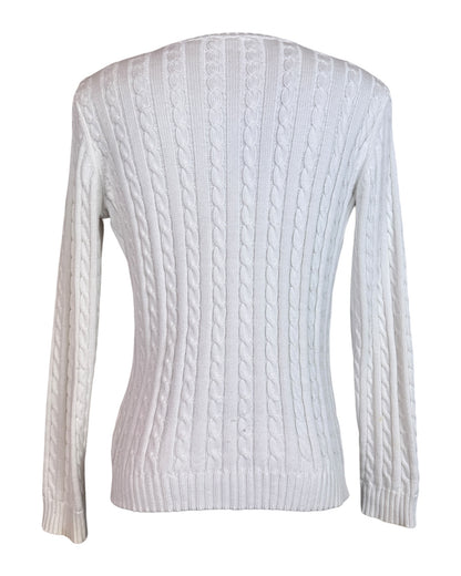 Polo Ralph Lauren Zopfmuster Pullover weiß Größe M