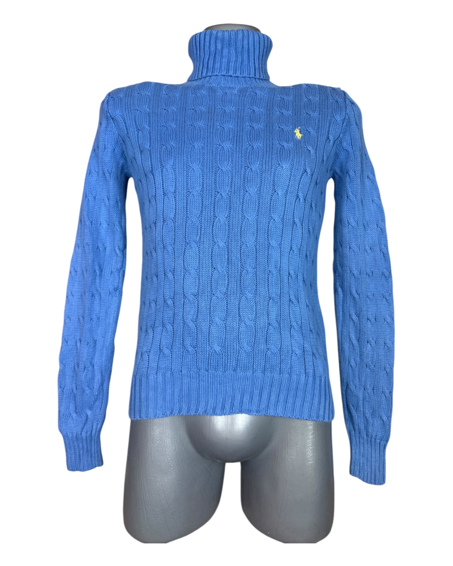 Polo Ralph Lauren Zopfmuster Rollkragenpullover blau Größe M