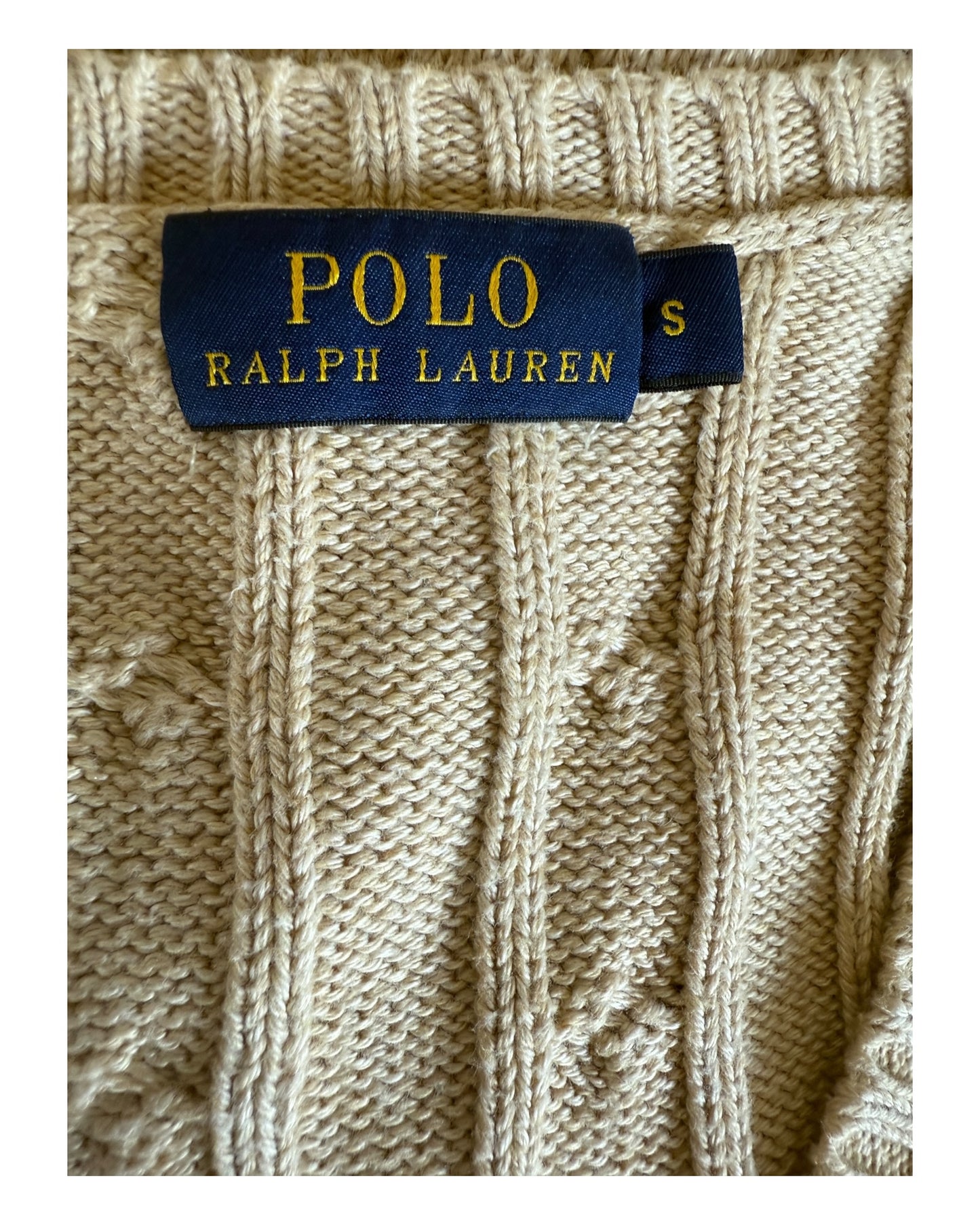 Polo Ralph Lauren Zopfmuster Pullover beige Größe S