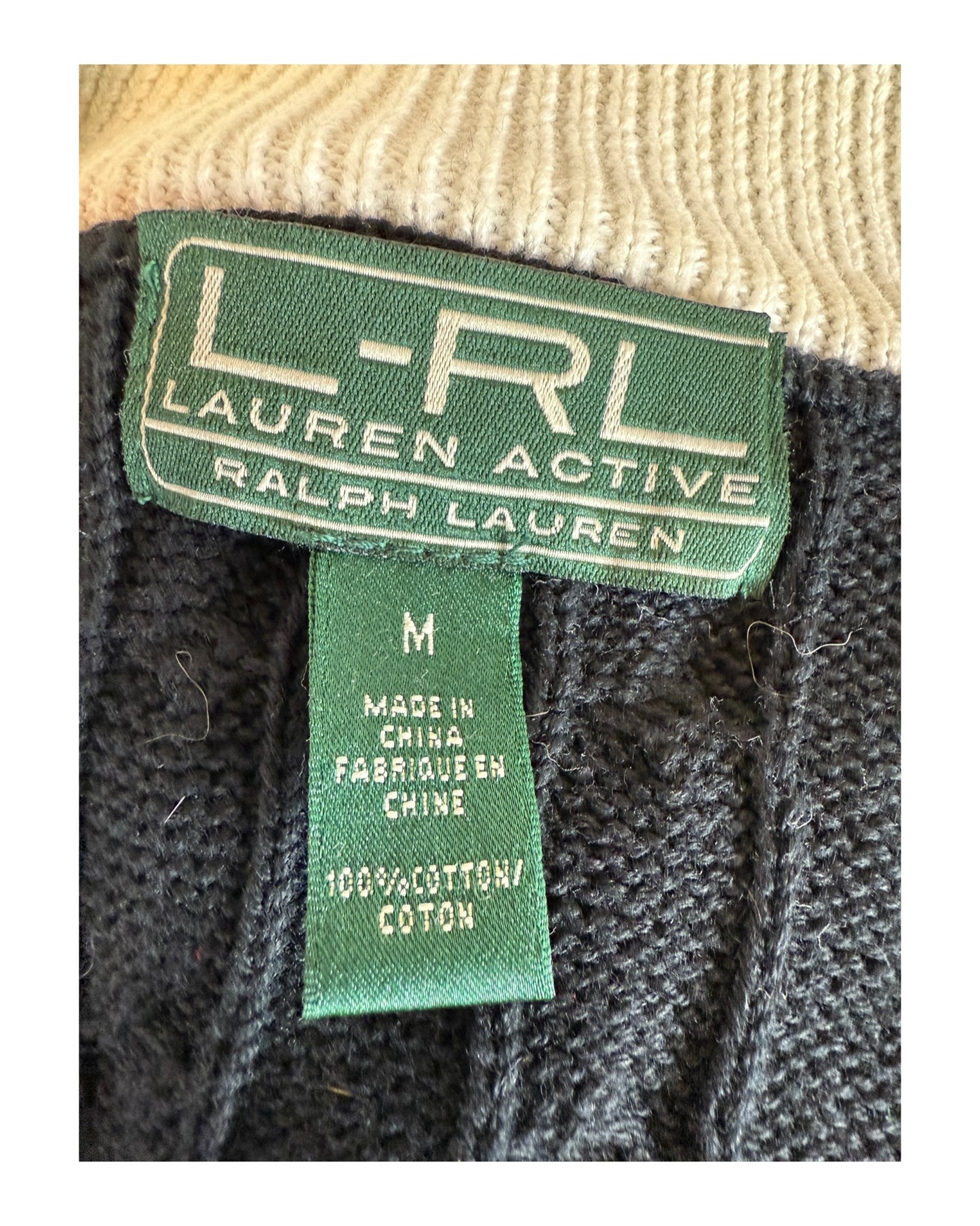 Polo Ralph Lauren Zopfmuster Strickjacke schwarz Größe M