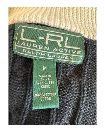 Polo Ralph Lauren Zopfmuster Strickjacke schwarz Größe M