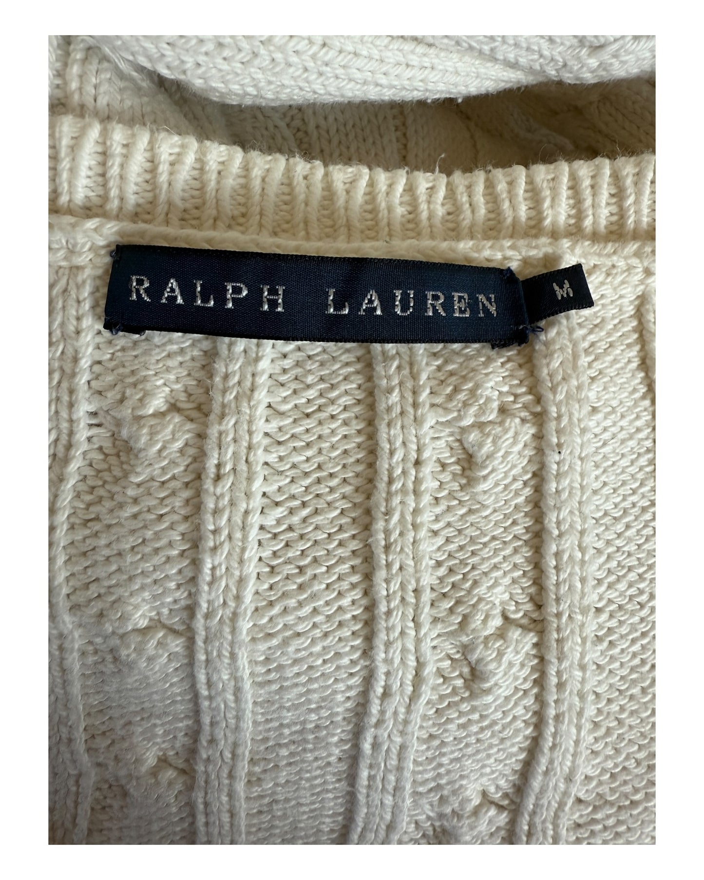 Polo Ralph Lauren Zopfmuster Pullover weiß Größe M