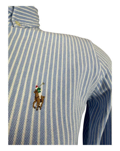 Polo Ralph Lauren Knit Oxford Bluse hellblau weiß gestreift Größe M