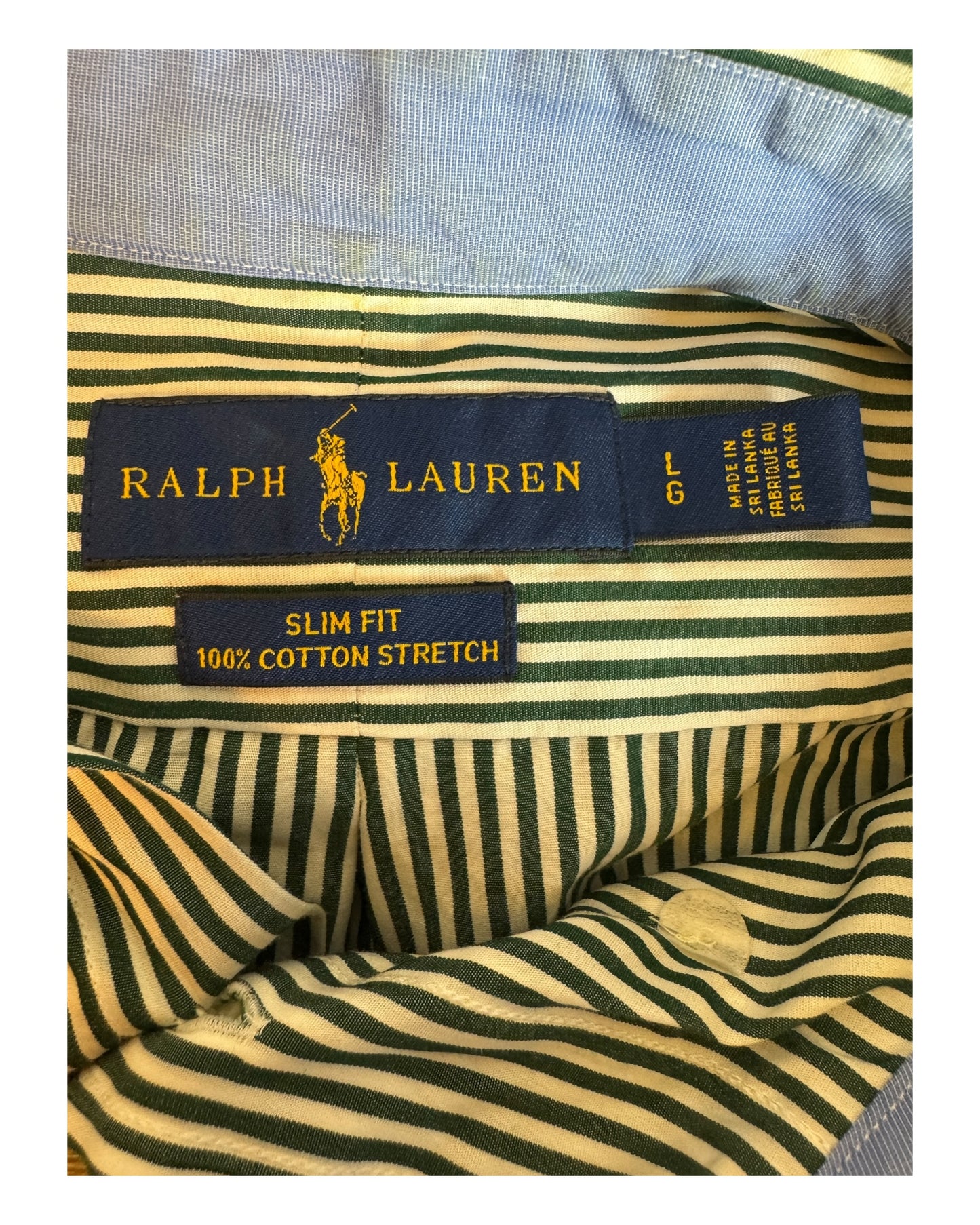 Polo Ralph Lauren Hemd grün weiß gestreift Größe L