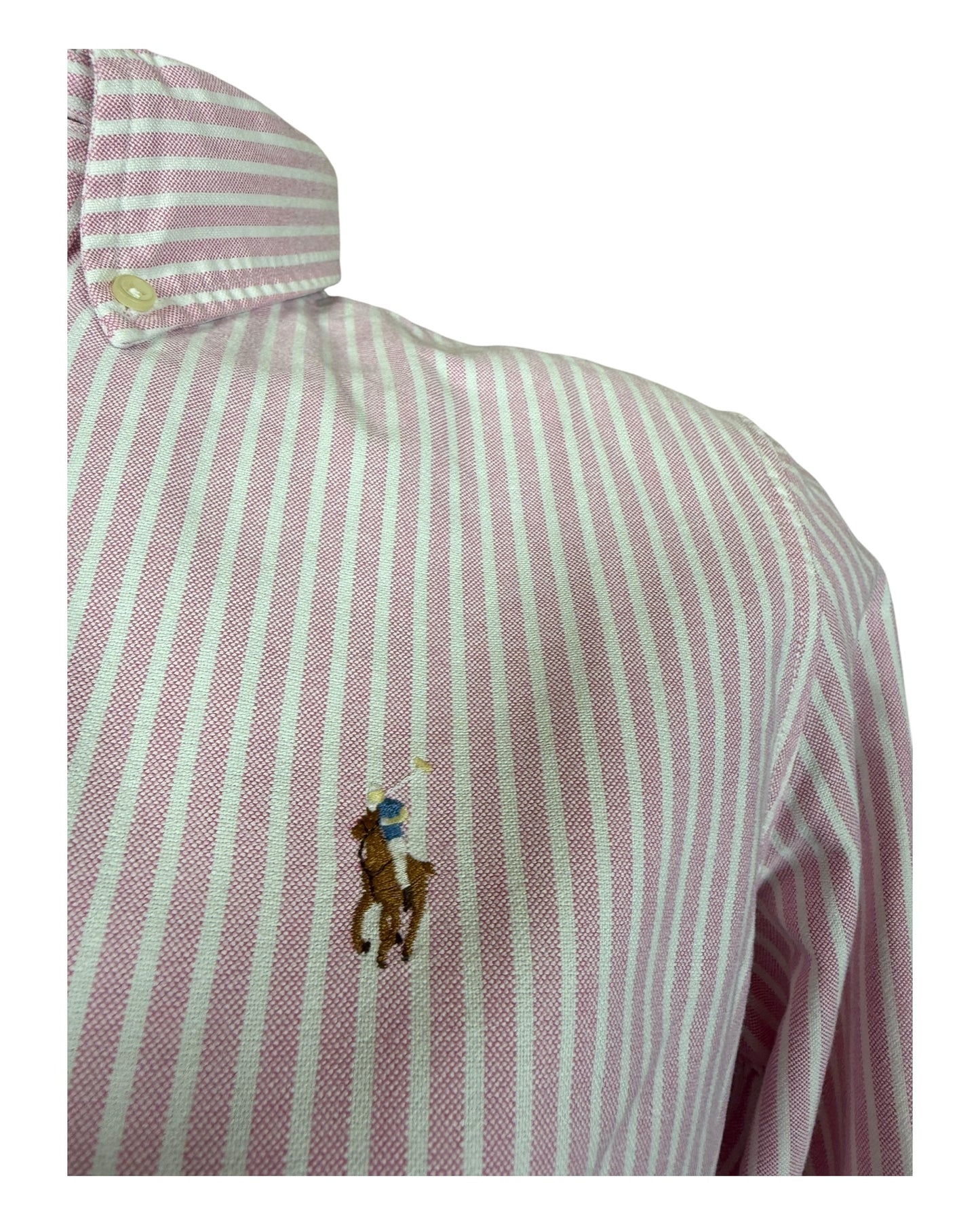 Polo Ralph Lauren Knit Oxford Bluse rosa weiß gestreift Größe M