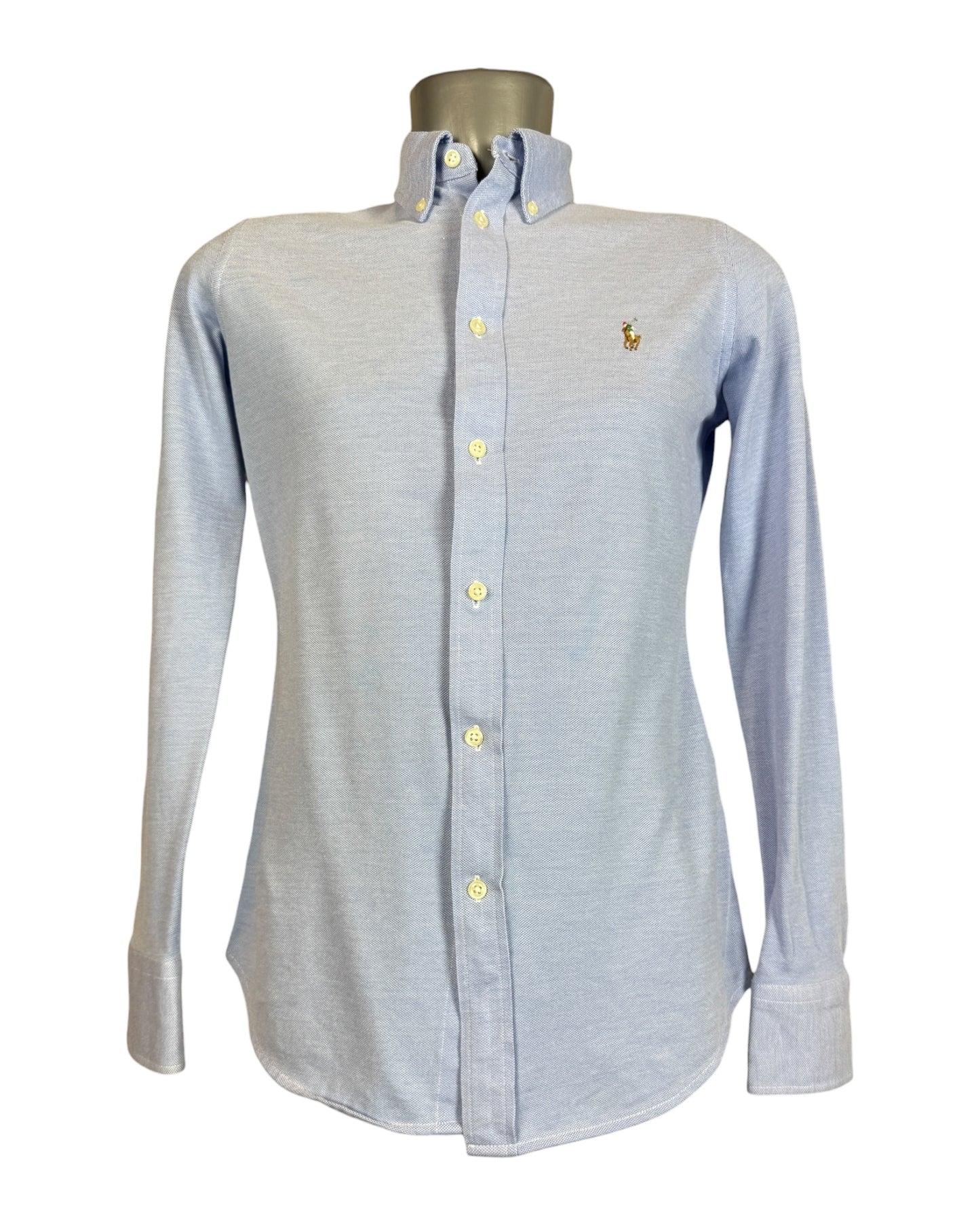 Polo Ralph Lauren Knit Oxford Bluse hellblau Größe M