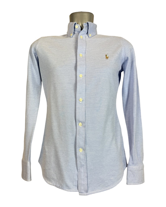 Polo Ralph Lauren Knit Oxford Bluse hellblau Größe M
