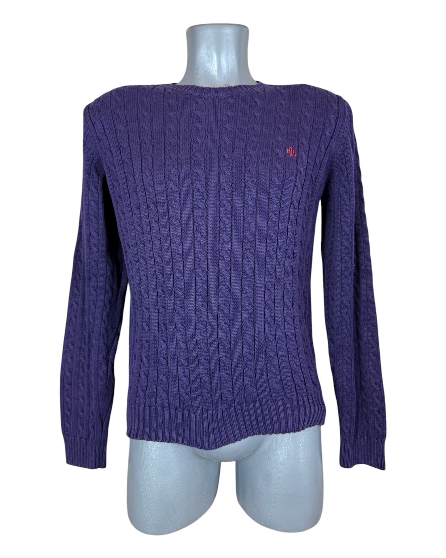 Polo Ralph Lauren Zopfmuster Pullover Lila Größe M