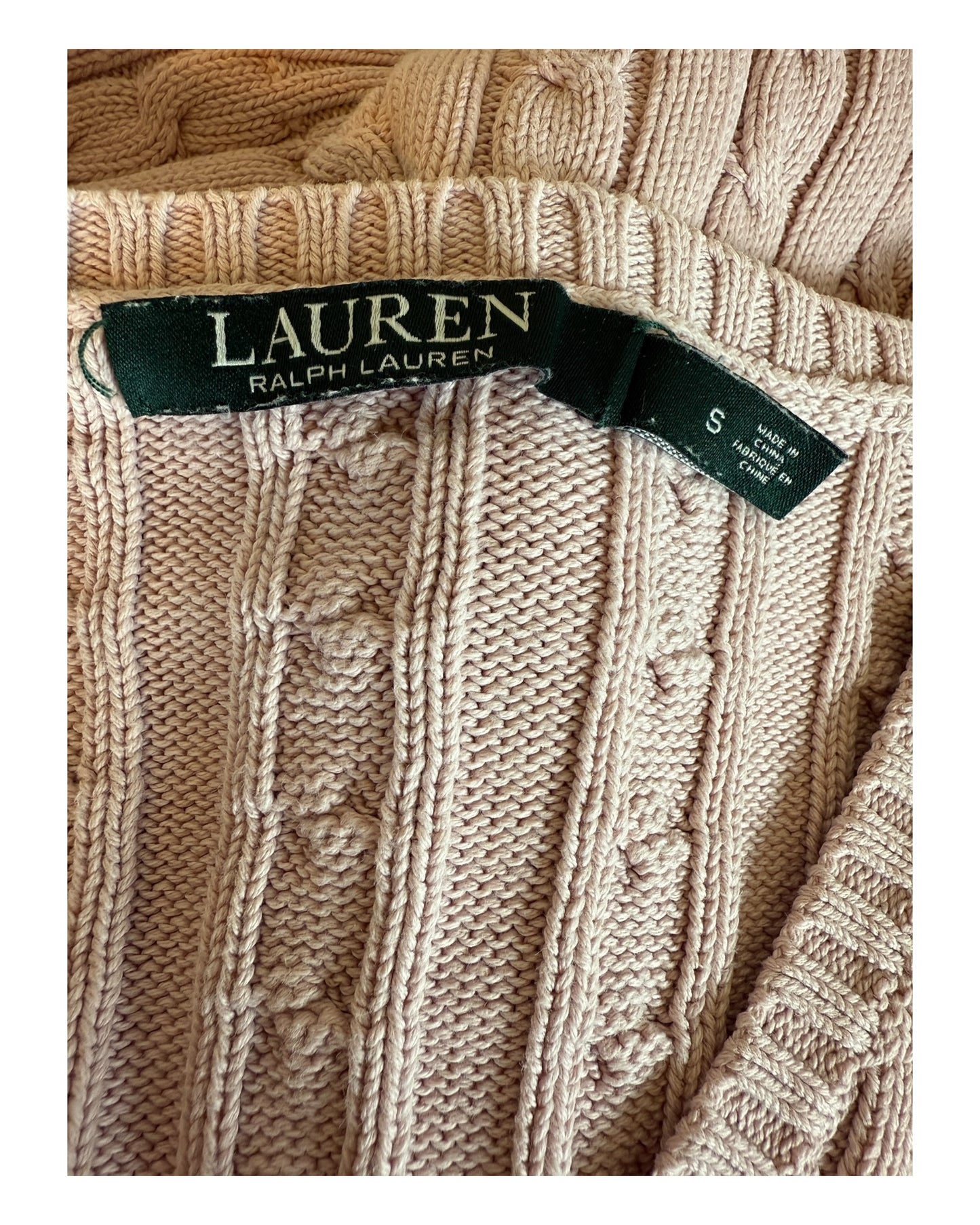Polo Ralph Lauren Zopfmuster Pullover rosa Größe S