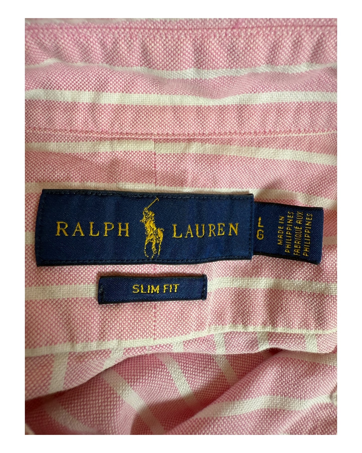 Polo Ralph Lauren Oxfordhemd rosa weiß gestreift Größe L