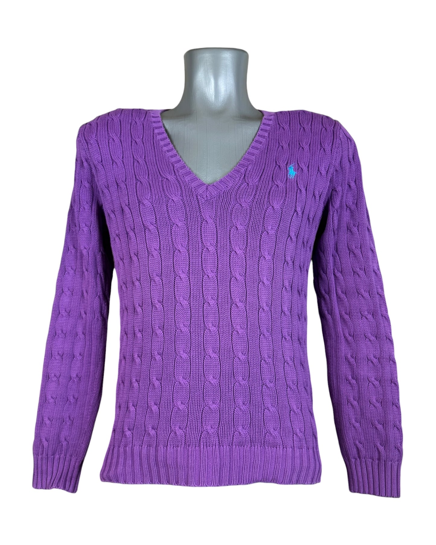 Polo Ralph Lauren Zopfmuster Pullover lila Größe L