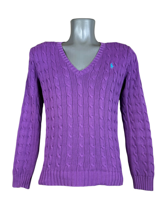 Polo Ralph Lauren Zopfmuster Pullover lila Größe L