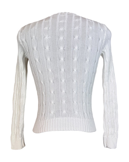Polo Ralph Lauren Zopfmuster Pullover weiß Größe S
