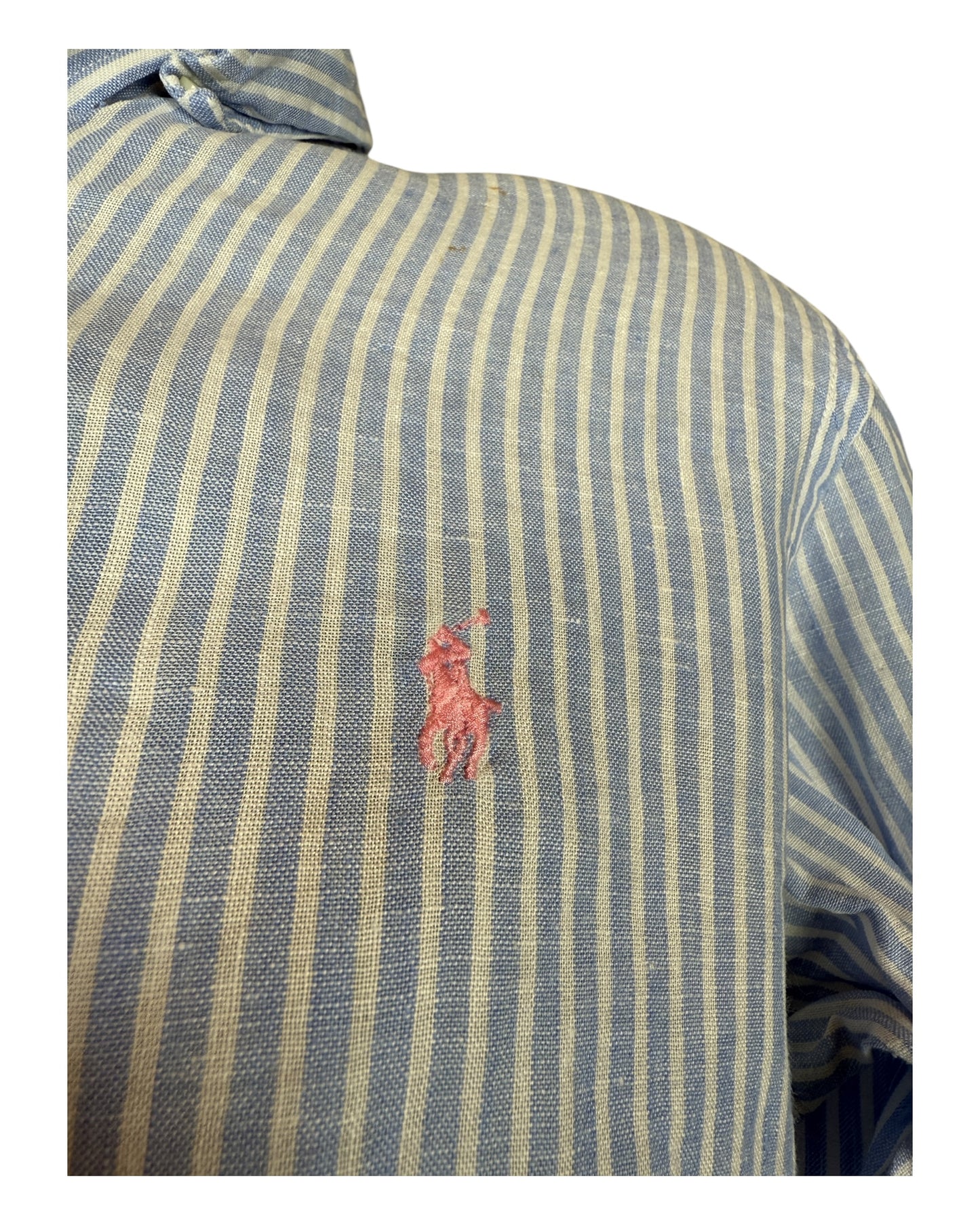 Polo Ralph Lauren Leinenhemd blau weiß gestreift Größe M