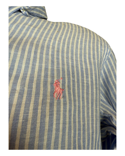 Polo Ralph Lauren Leinenhemd blau weiß gestreift Größe M