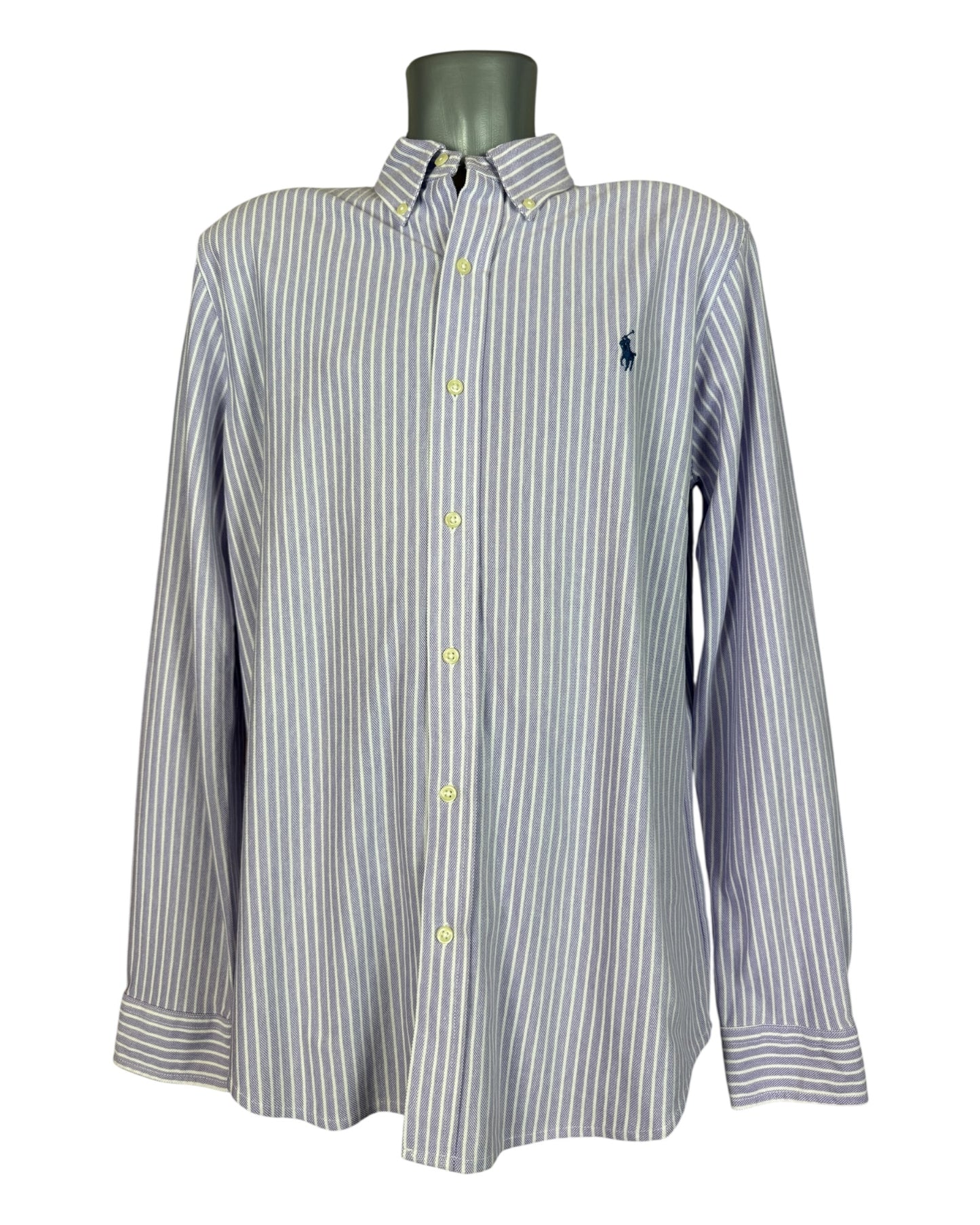 Polo Ralph Lauren Knit Oxfordhemd flieder weiß gestreift Größe L