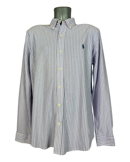 Polo Ralph Lauren Knit Oxfordhemd flieder weiß gestreift Größe L
