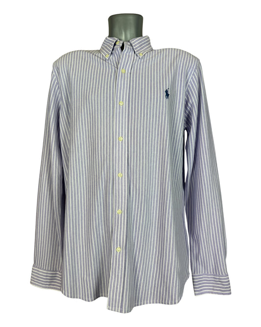 Polo Ralph Lauren Knit Oxfordhemd flieder weiß gestreift Größe L