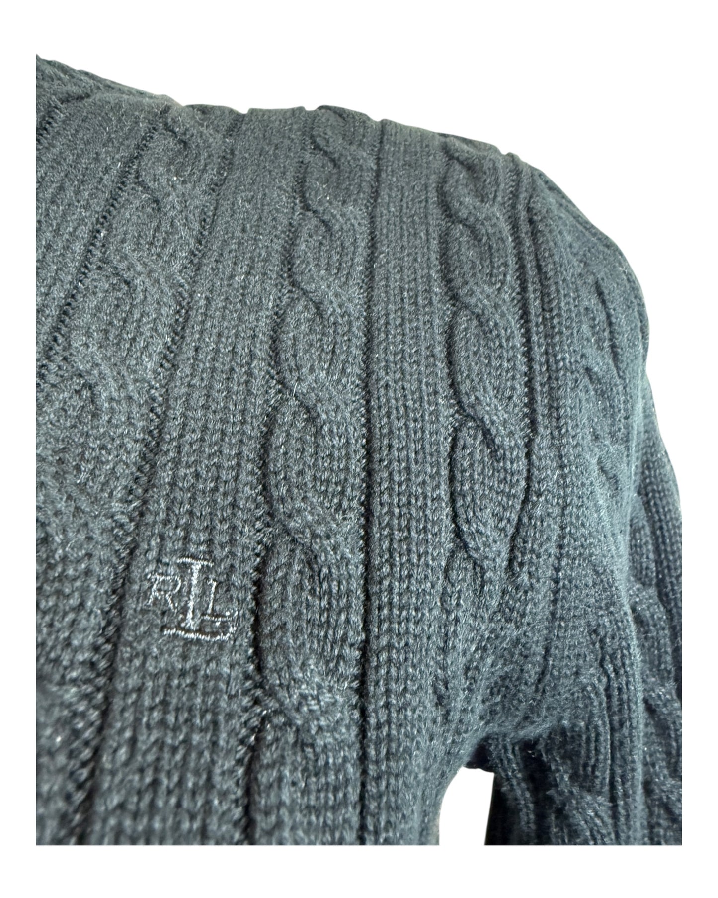 Polo Ralph Lauren Zopfmuster Pullover schwarz Größe M