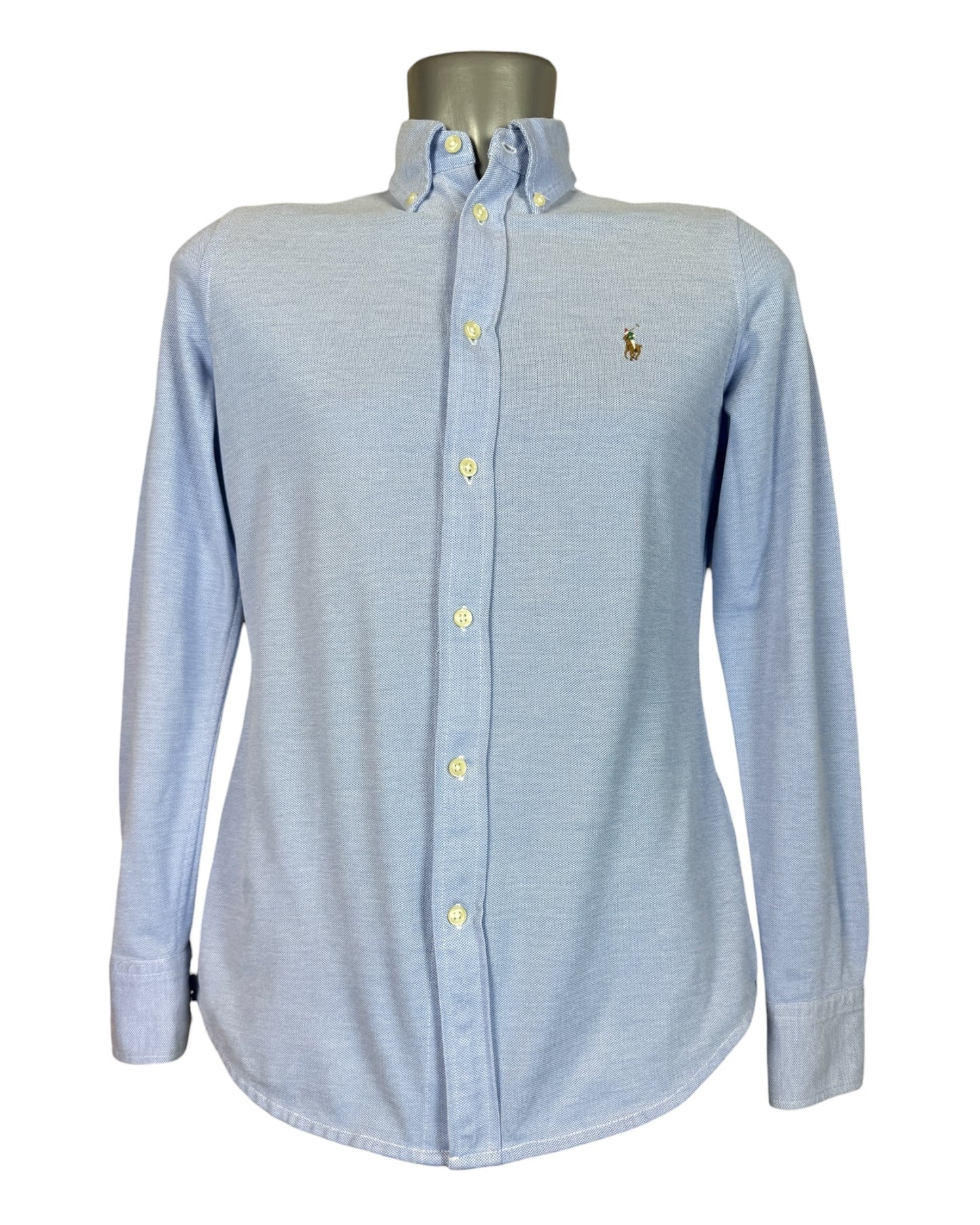 Polo Ralph Lauren Knit Oxford Bluse hellblau Größe M