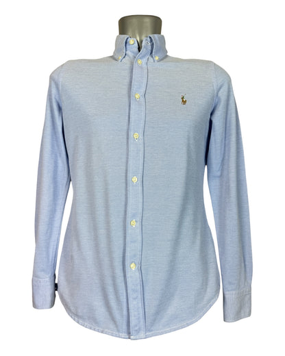 Polo Ralph Lauren Knit Oxford Bluse hellblau Größe M