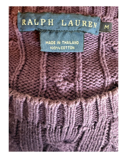 Polo Ralph Lauren Zopfmuster Pullover lila Größe M