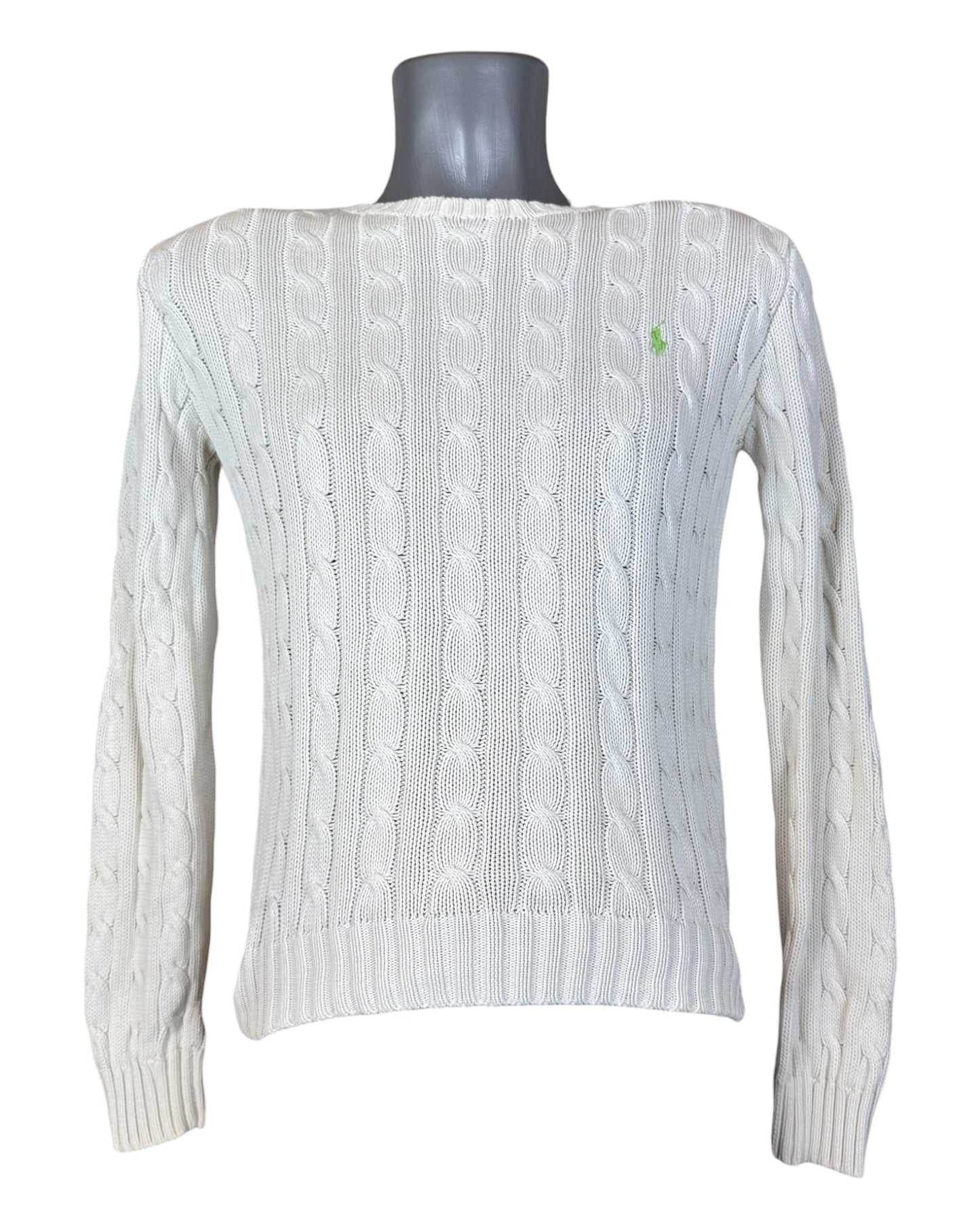 Polo Ralph Lauren Zopfmuster Pullover weiß Größe S