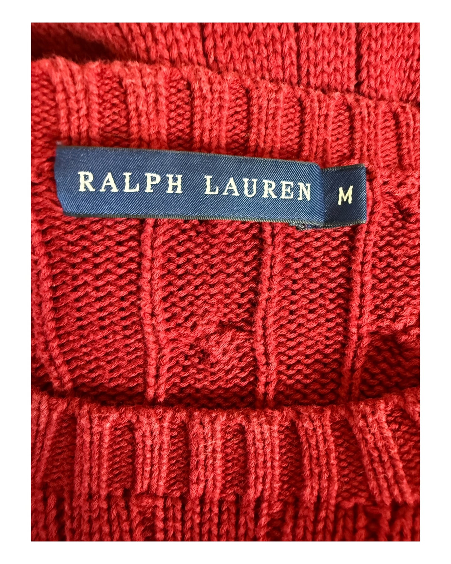 Polo Ralph Lauren Zopfmuster Pullover rot Größe M