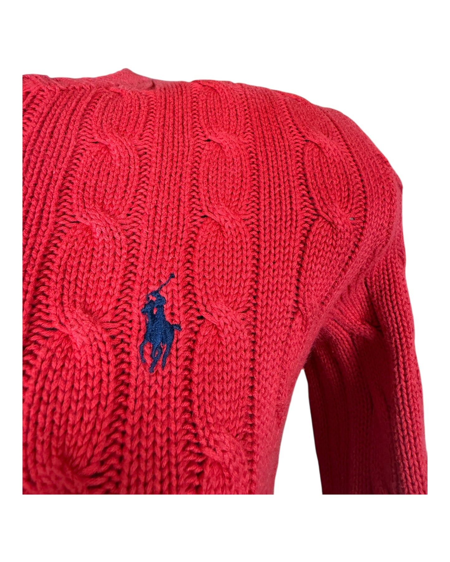 Polo Ralph Lauren Zopfmuster Pullover rot Größe S