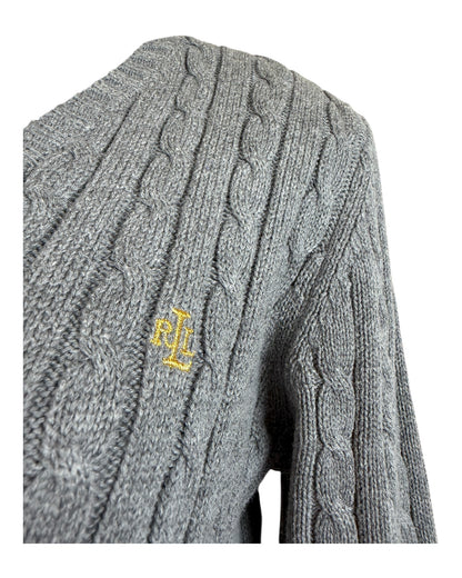Polo Ralph Lauren Zopfmuster Pullover grau Größe M