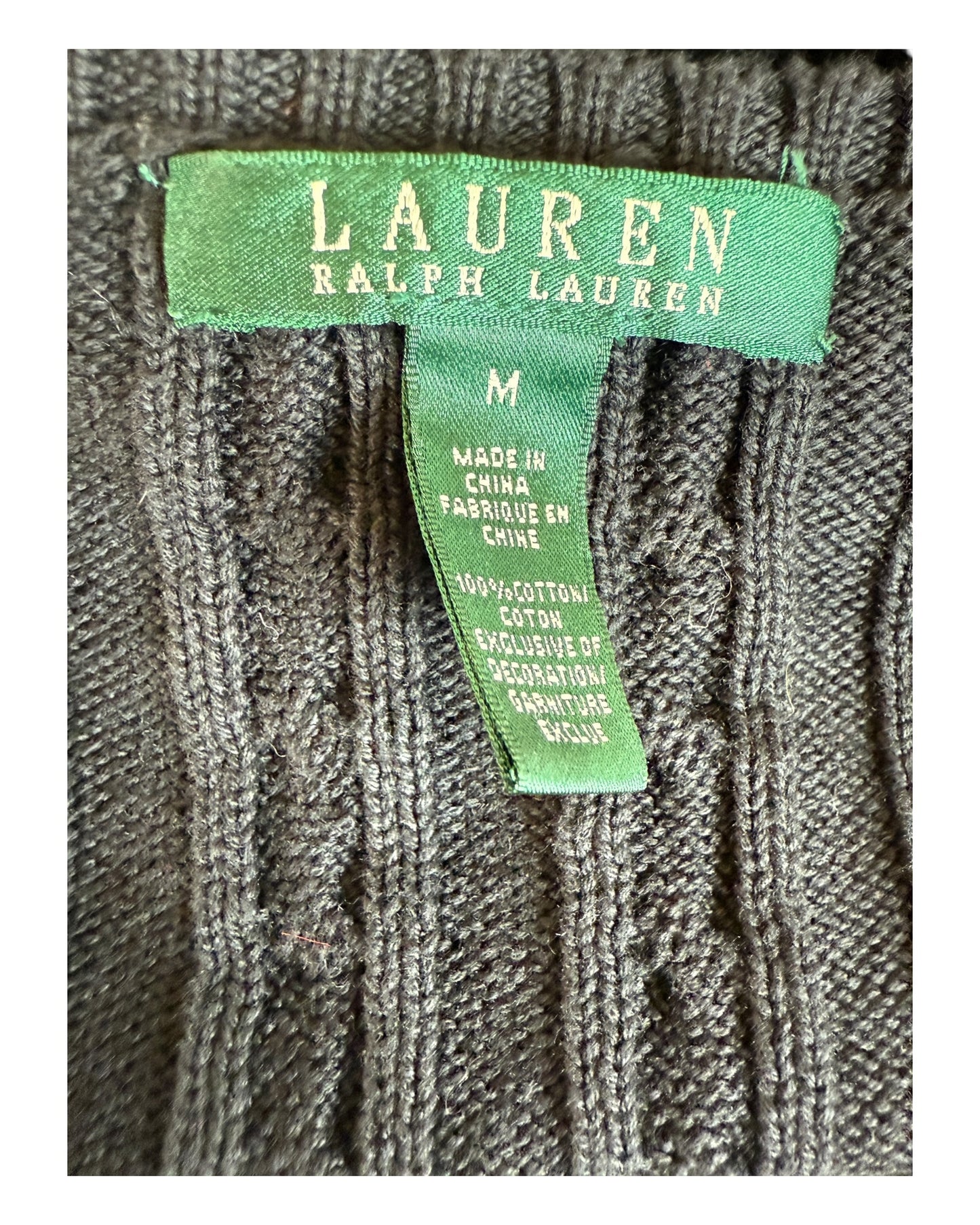 Polo Ralph Lauren Zopfmuster Pullover schwarz Größe M