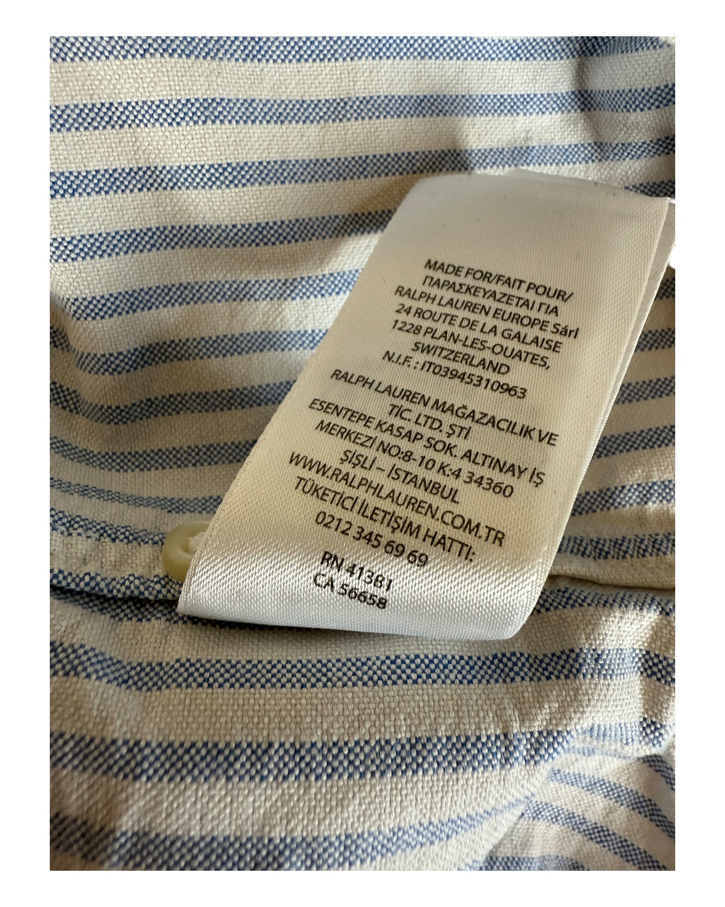 Polo Ralph Lauren Oxfordhemd hellblau weiß gestreift Größe L