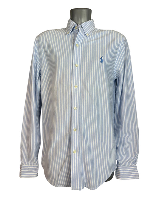 Polo Ralph Lauren Knit Oxfordhemd hellblau weiß gestreift Größe M