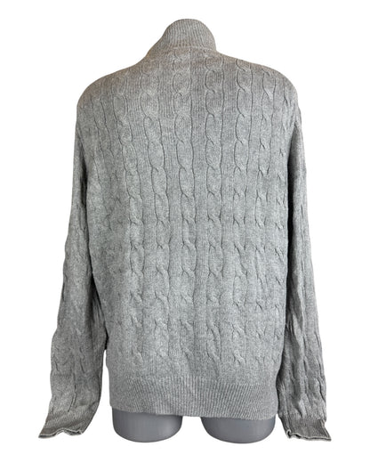 Polo Ralph Lauren Zopfmuster Half Zip Pullover grau Größe XL