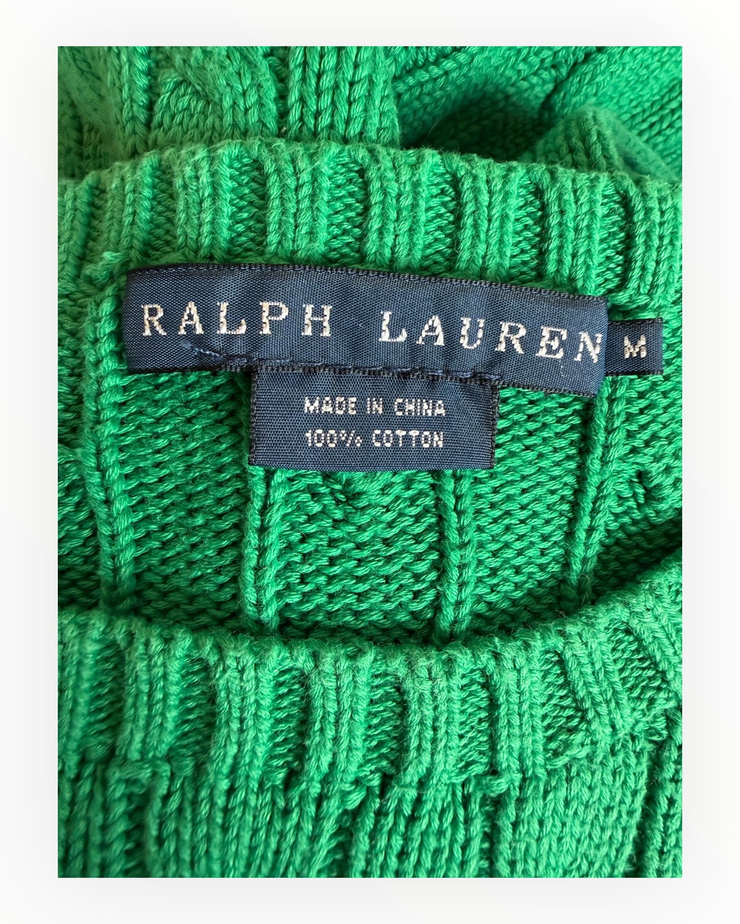 Polo Ralph Lauren Zopfmuster Pullover grün Größe M