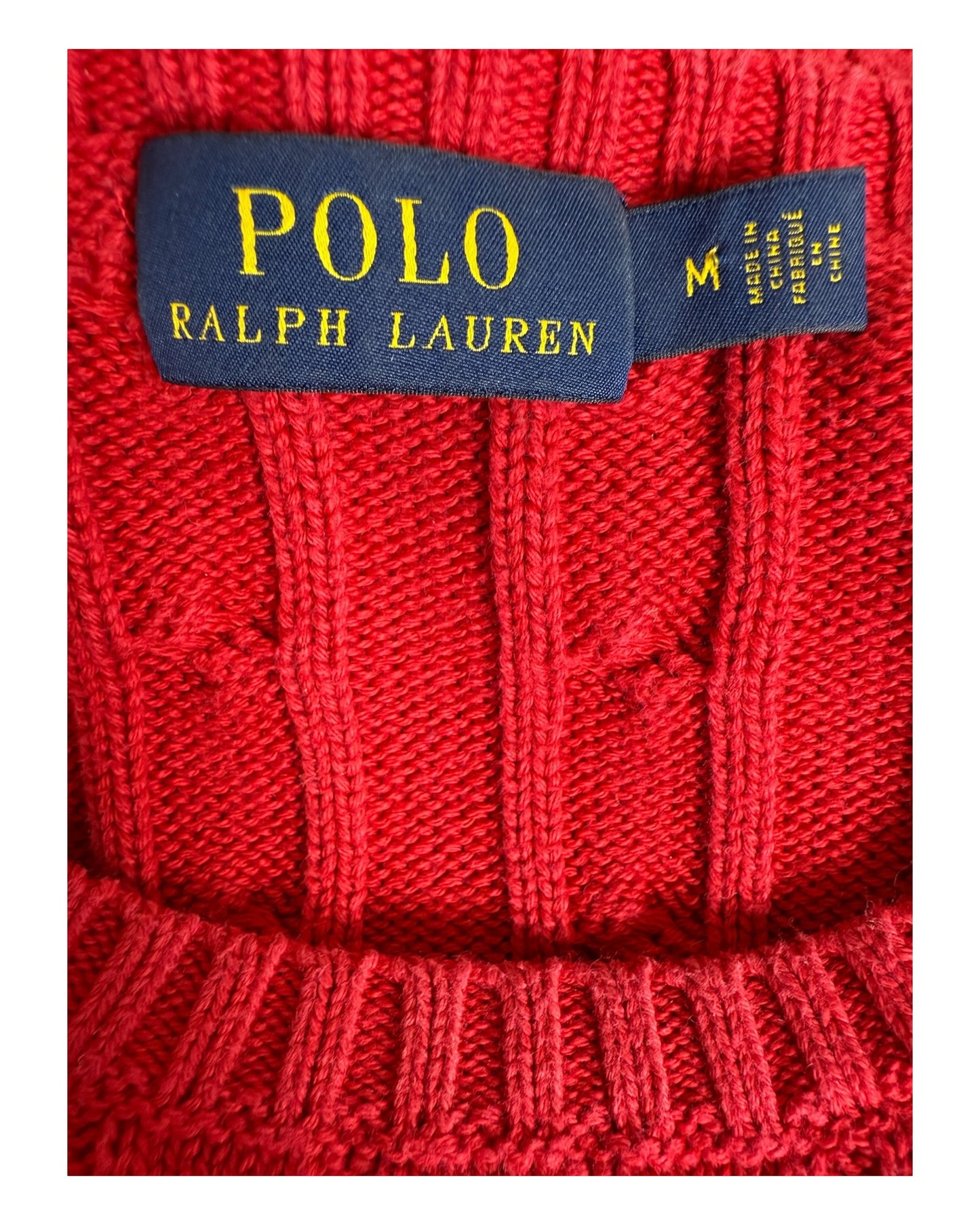 Polo Ralph Lauren Zopfmuster Pullover rot Größe M