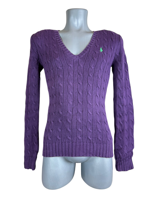 Polo Ralph Lauren Zopfmuster Pullover lila Größe M