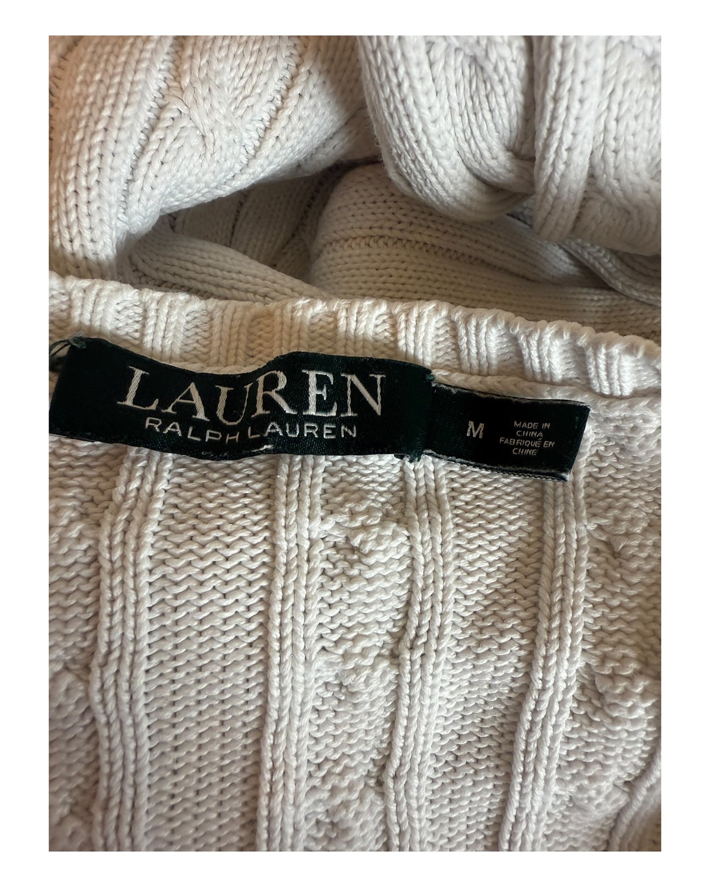 Polo Ralph Lauren Zopfmuster Pullover weiß Größe M