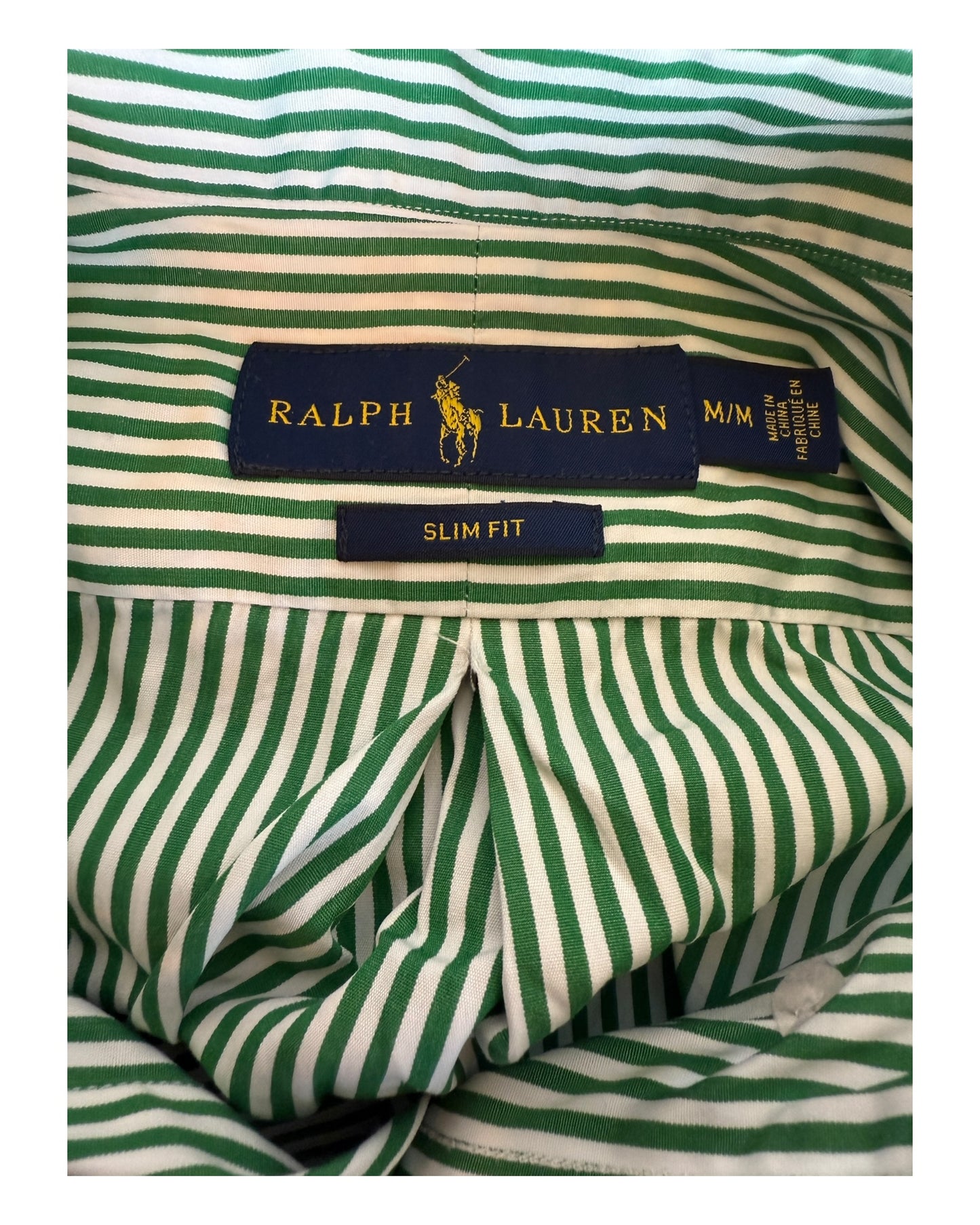 Polo Ralph Lauren Hemd grün weiß gestreift Größe M
