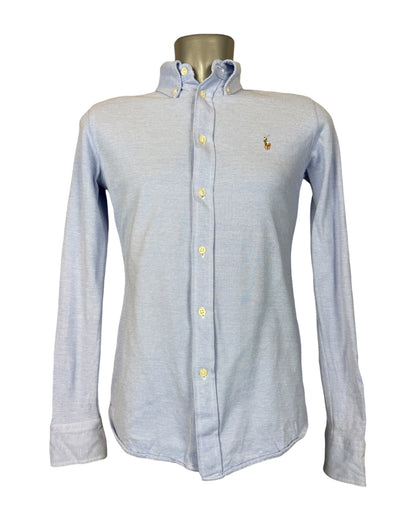 Polo Ralph Lauren Knit Oxford Bluse hellblau Größe M