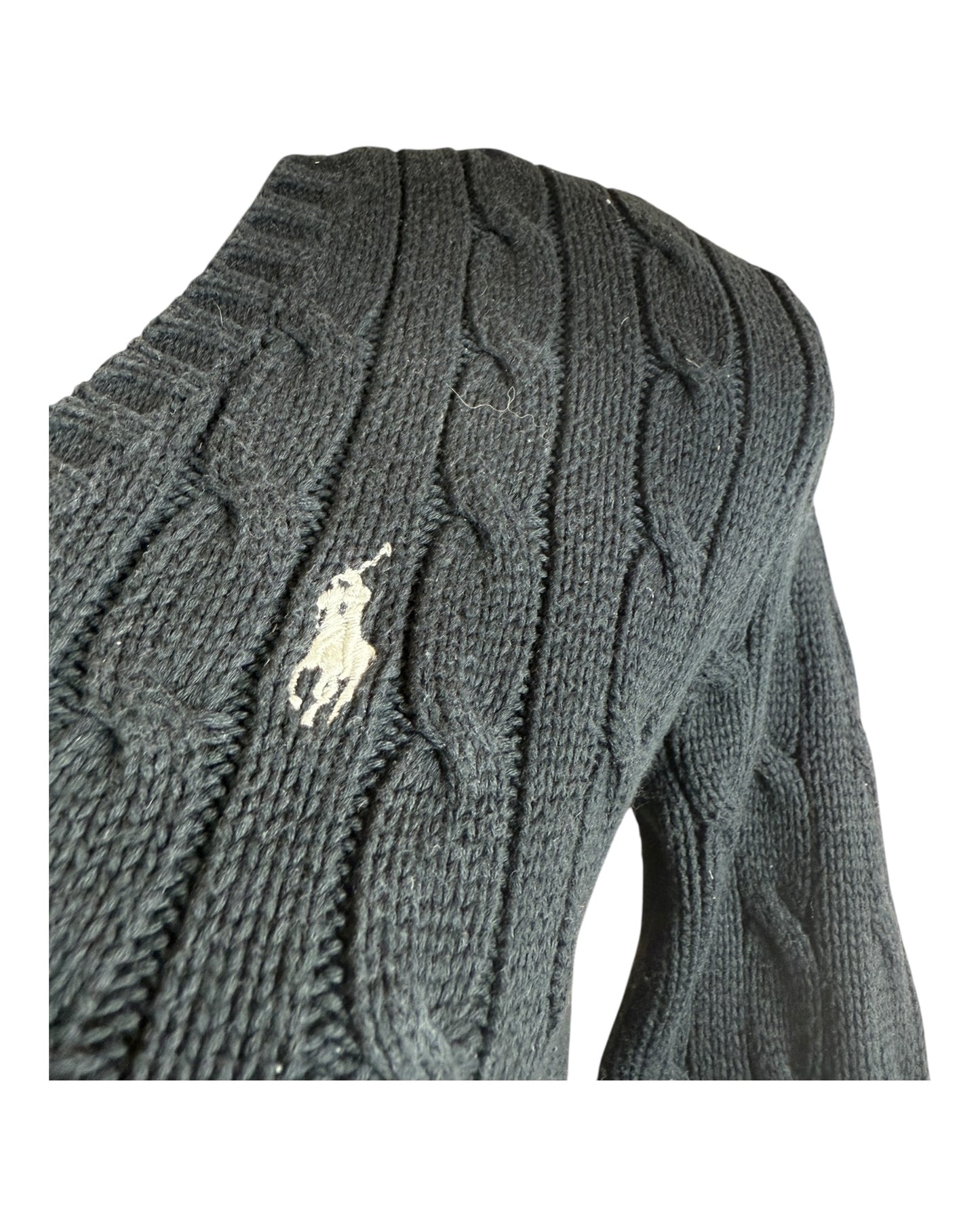 Polo Ralph Lauren Zopfmuster Pullover schwarz Größe M