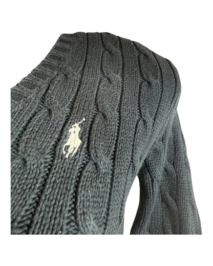Polo Ralph Lauren Zopfmuster Pullover schwarz Größe M